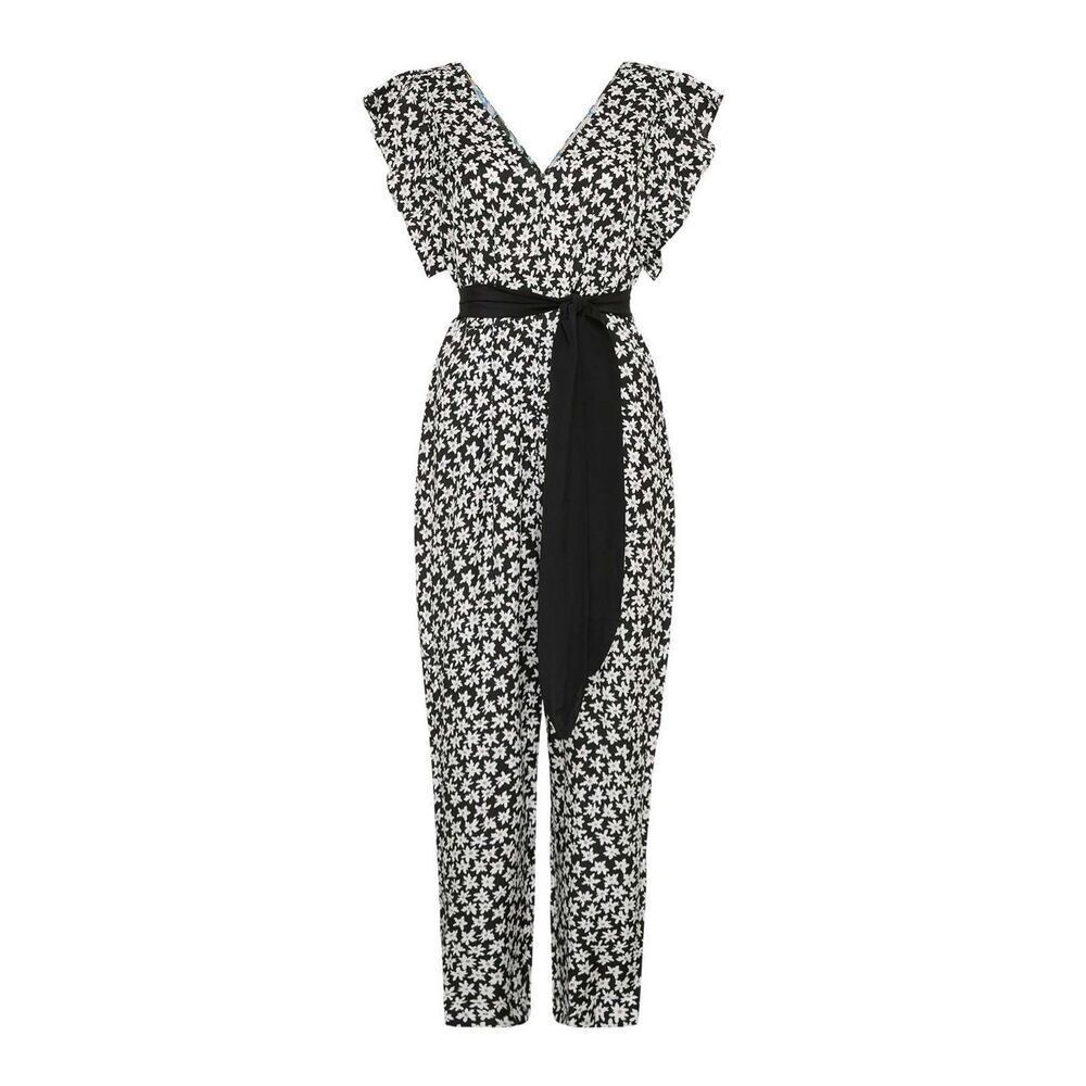 REBECCA TAYLOR STAR FLEUR JUMPSUIT - BLACK COMBO - Silk/Viscose Blend